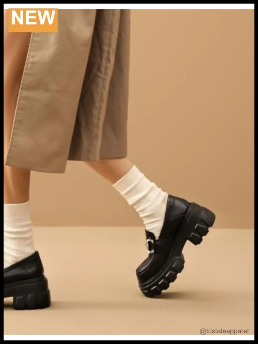 Genuine Calfskin Chunky Platform Loafers Women Non-Slip Business Casual